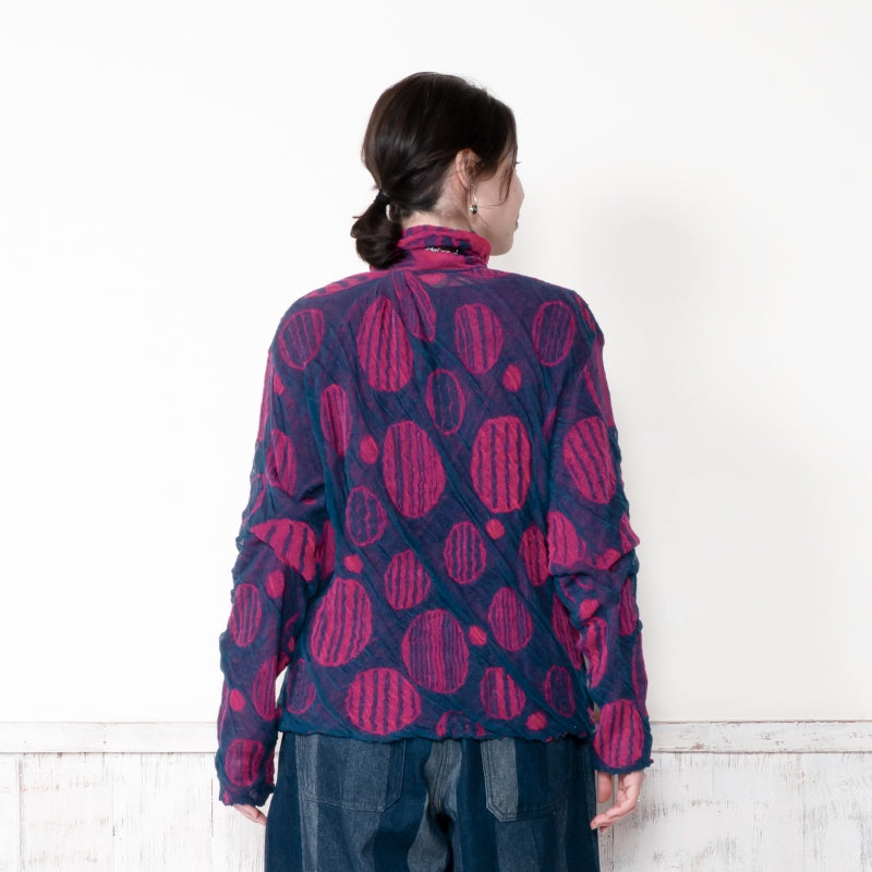 Dot Pattern High Neck Pullover