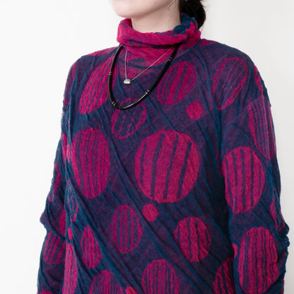 Dot Pattern High Neck Pullover