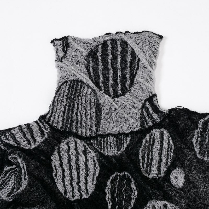 Dot Pattern High Neck Pullover