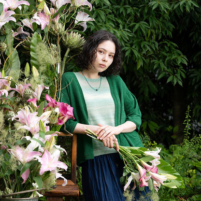 Summer Merino 3/4 Sleeve Cardigan M Size