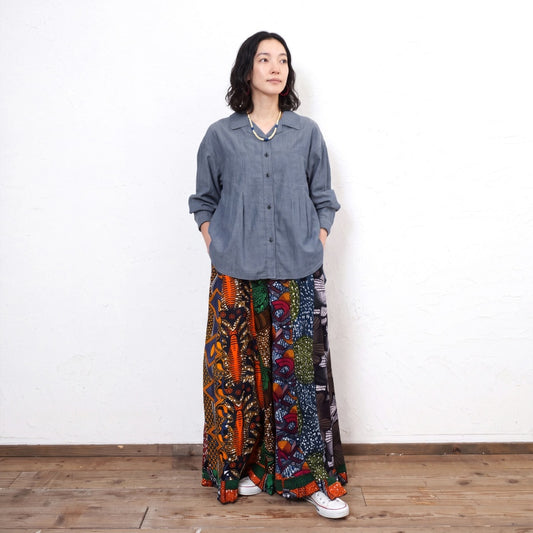 Sheer Denim Open Collar Shirt