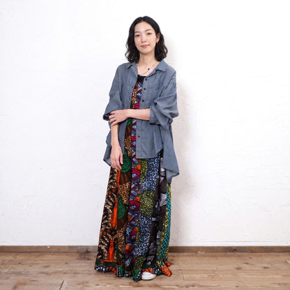 Sheer Denim Open Collar Shirt