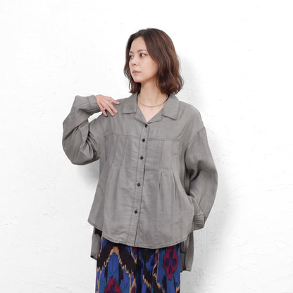 Sheer Denim Open Collar Shirt