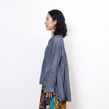 Sheer Denim Open Collar Shirt