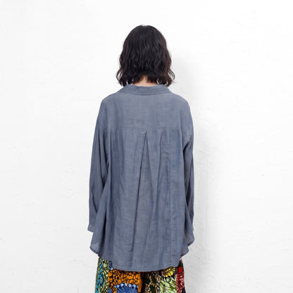 Sheer Denim Open Collar Shirt