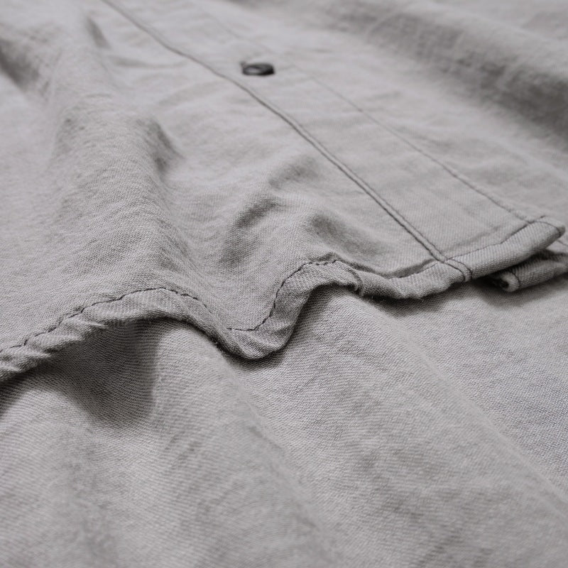 Sheer Denim Open Collar Shirt