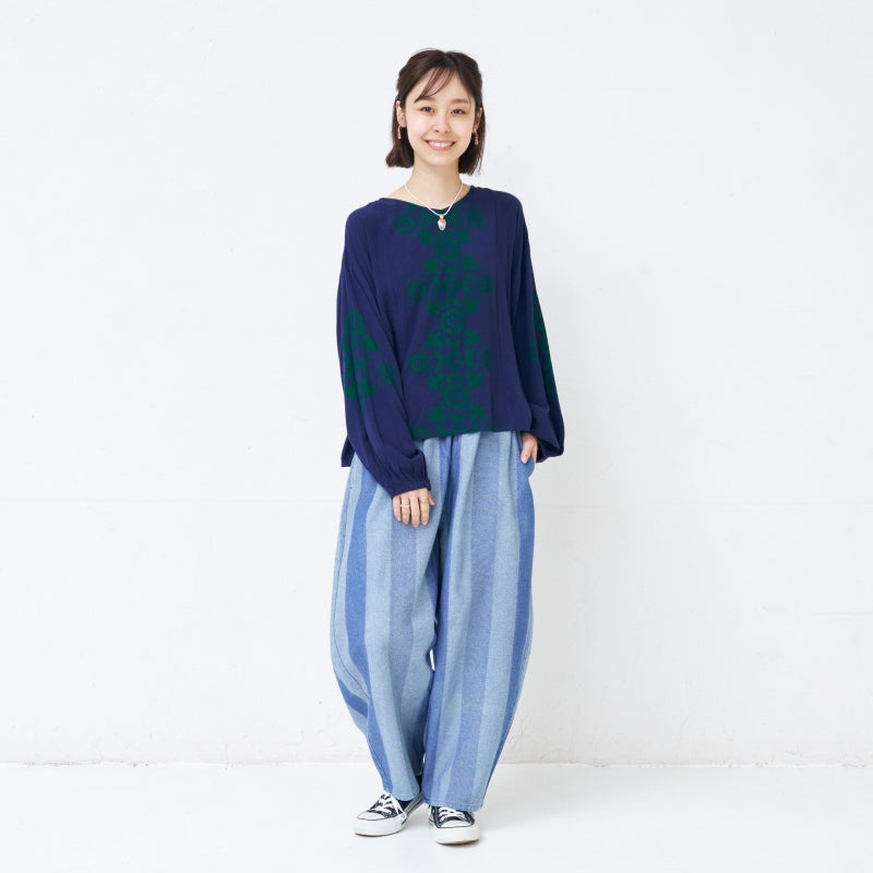 Striped Jacquard Denim Pants