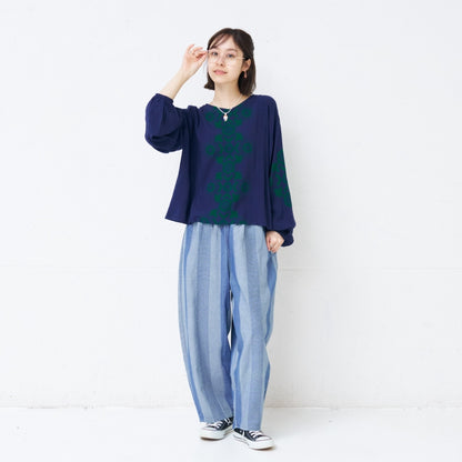 Striped Jacquard Denim Pants