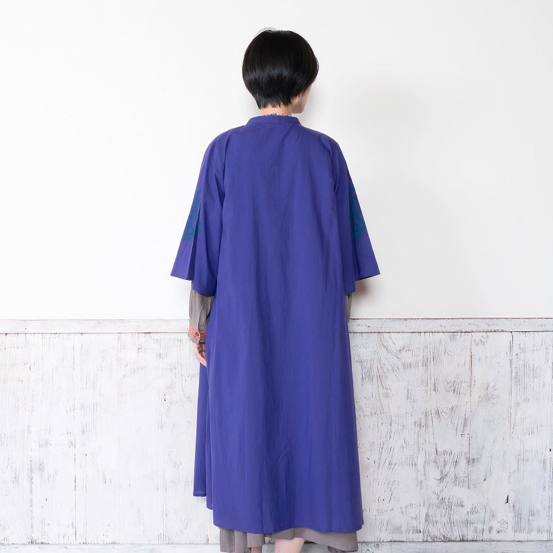 Cotton Cord Embroidered Open-Front Dress