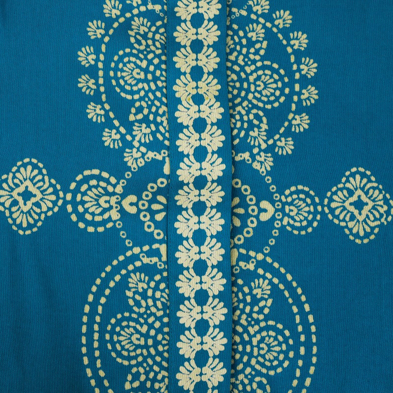 Rayon Oriental Print Front Open Dress