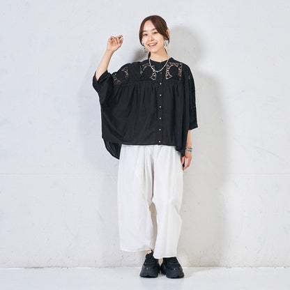 Cotton Lace Solid Blouse