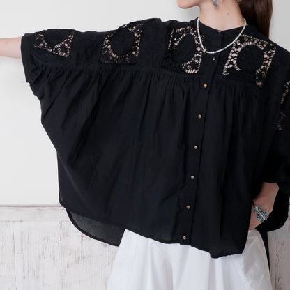 Cotton Lace Solid Blouse