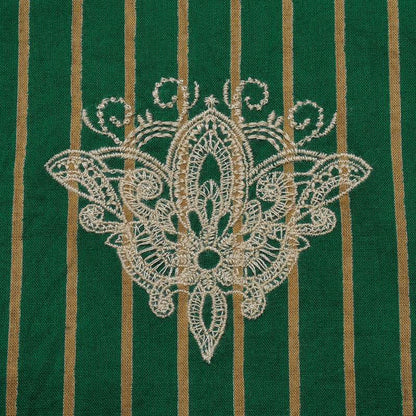Cotton Stripe Flower Point Embroidery Blouse
