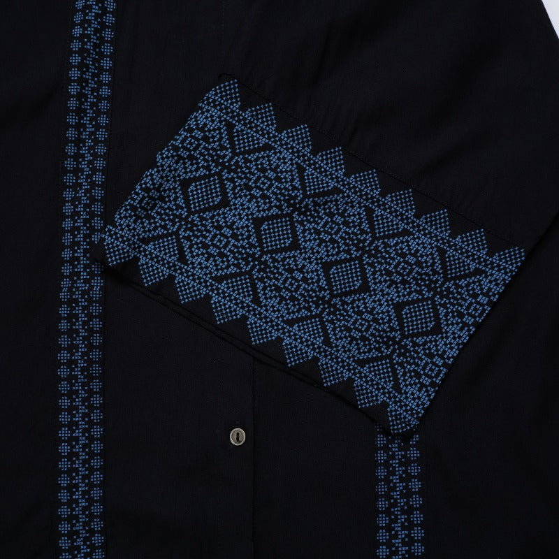 Rayon Geometric Line Print Raglan Blouse
