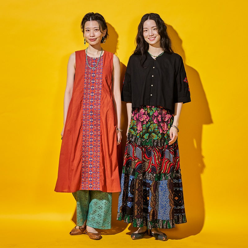 Cotton Geometric & Flower Embroidery Blouse
