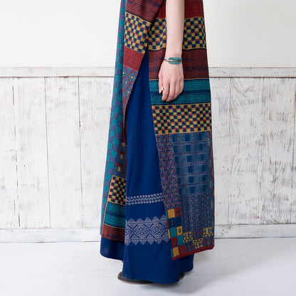 Rayon Skipper French Sleeve Long Print Open Dress