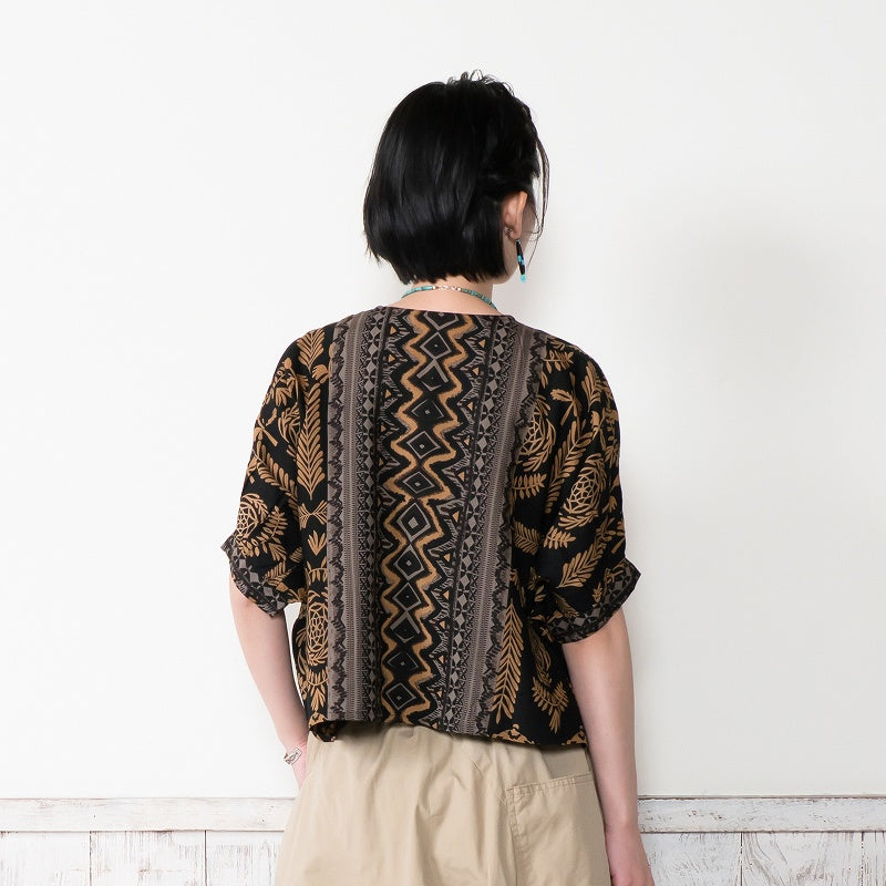 Rayon Mix Print Puff Sleeve Blouse