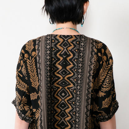 Rayon Mix Print Puff Sleeve Blouse