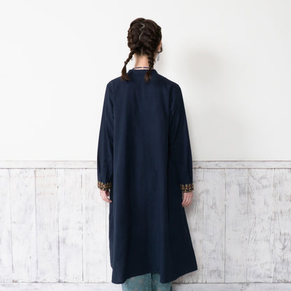Cotton Geometric Embroidery Front-Open Dress
