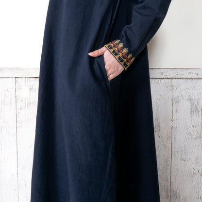 Cotton Geometric Embroidery Front-Open Dress