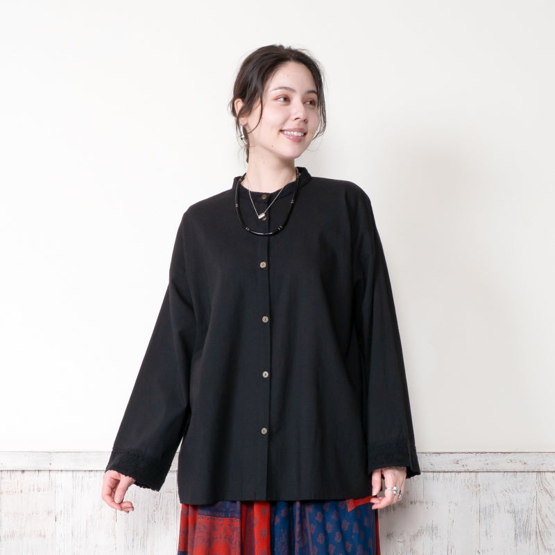Cotton Solid Lace Blouse