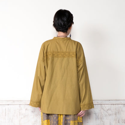 Cotton Solid Lace Blouse