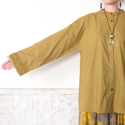 Cotton Solid Lace Blouse
