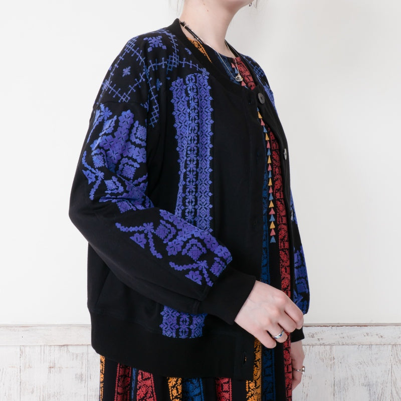 Sweat Flock Print Cardigan