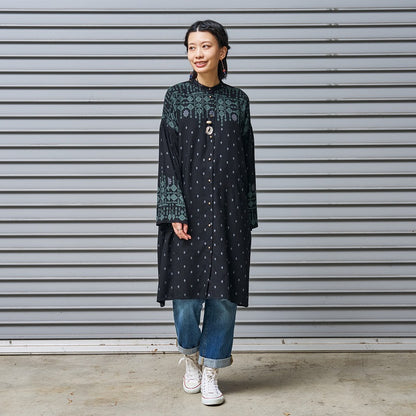 Rayon Nordic Print Front-Open Dress