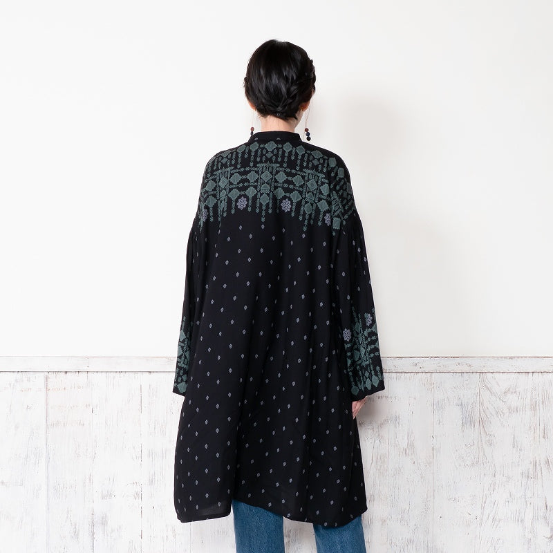 Rayon Nordic Print Front-Open Dress