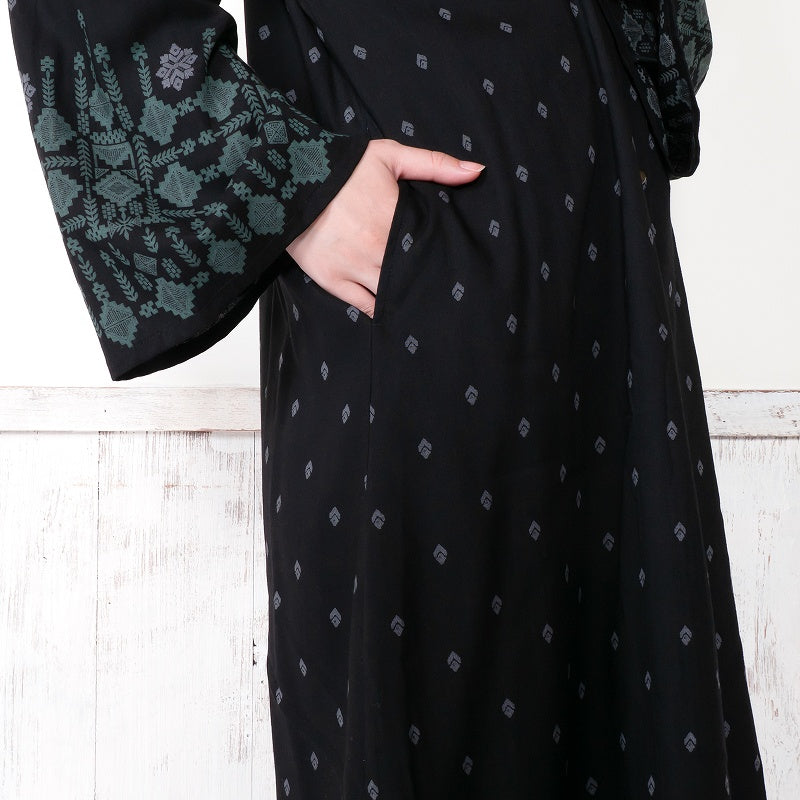 Rayon Nordic Print Front-Open Dress