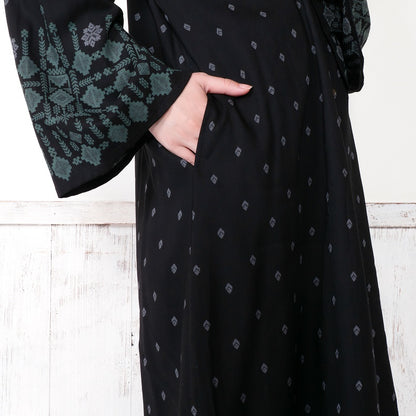 Rayon Nordic Print Front-Open Dress