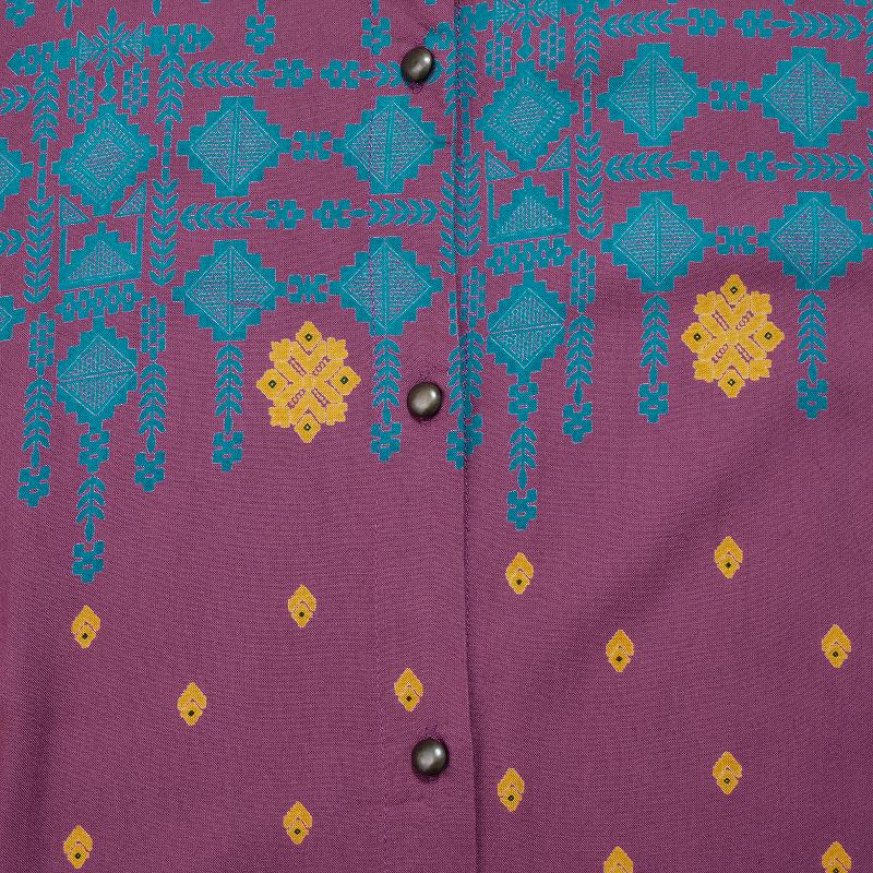 Rayon Nordic Print Front-Open Dress