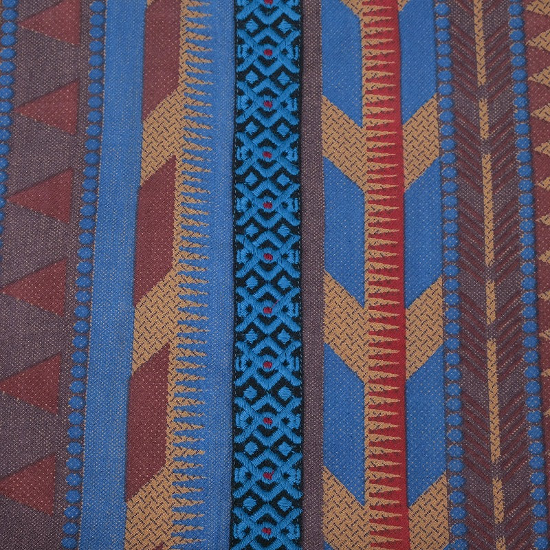 Cotton Stripe Print Embroidery Dress