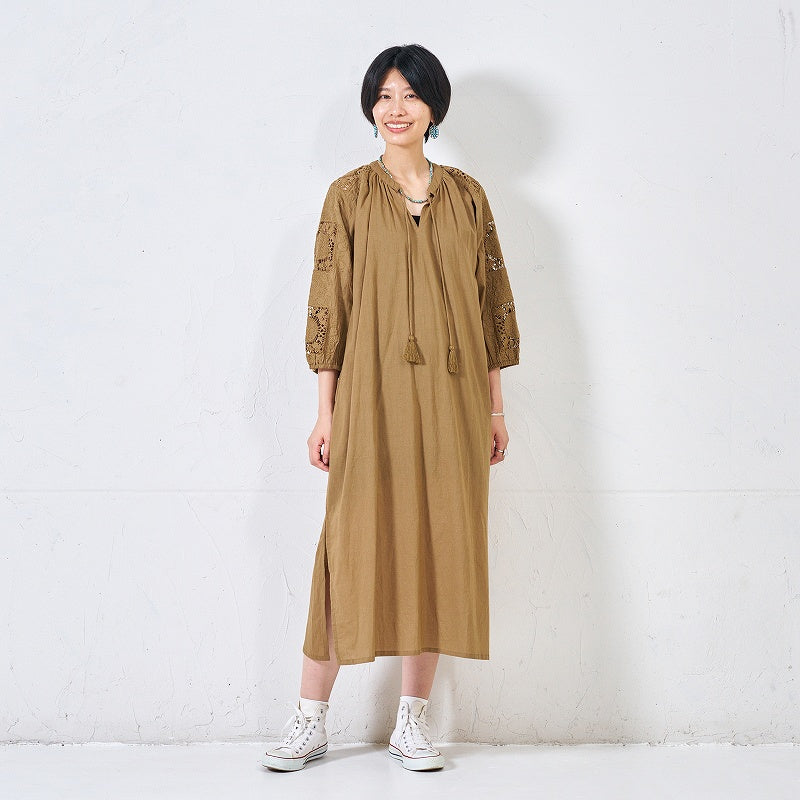Cotton Lace Solid Dress