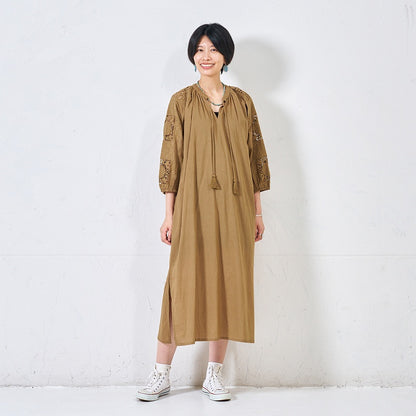 Cotton Lace Solid Dress
