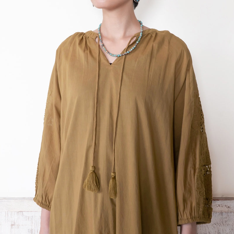 Cotton Lace Solid Dress