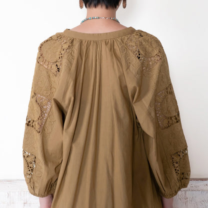 Cotton Lace Solid Dress