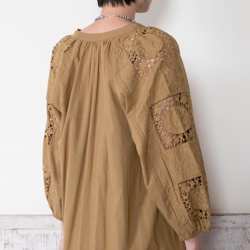 Cotton Lace Solid Dress
