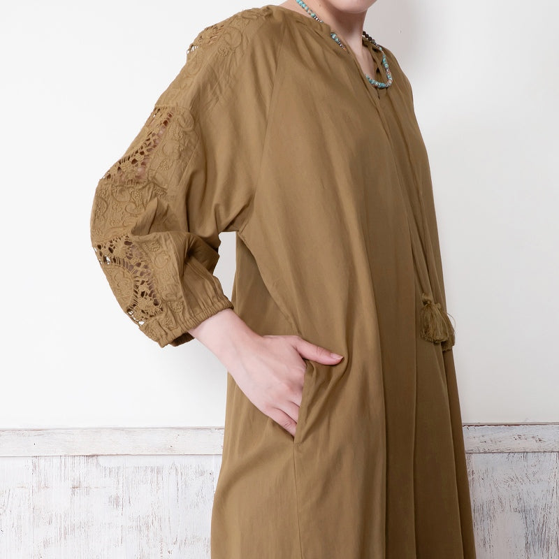 Cotton Lace Solid Dress