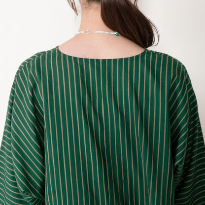 Cotton Stripe Flower Embroidery Dress