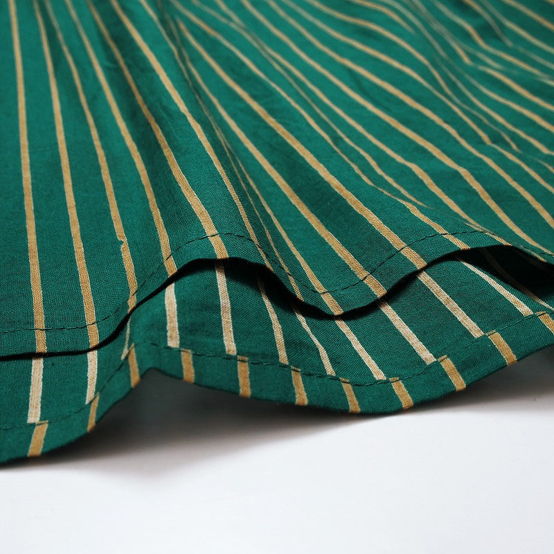 Cotton Stripe Flower Embroidery Dress