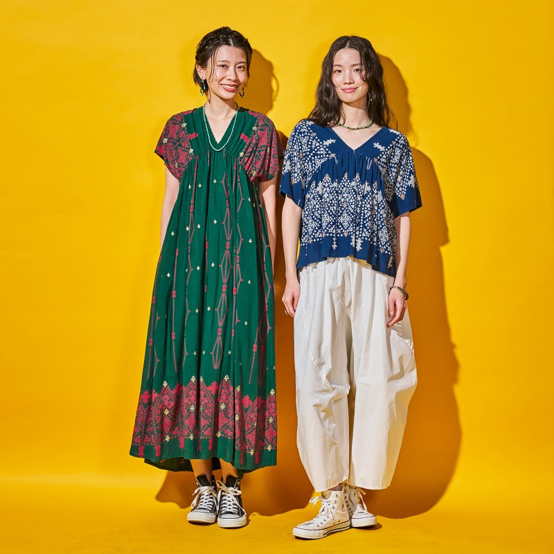 Rayon Rhombus Line Print Dress