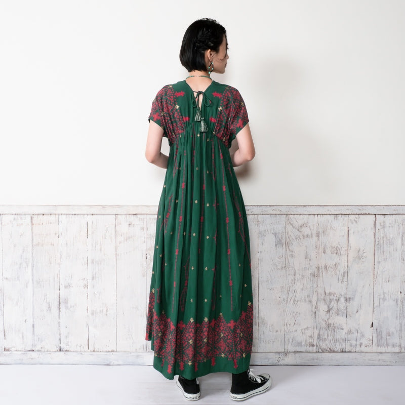Rayon Rhombus Line Print Dress