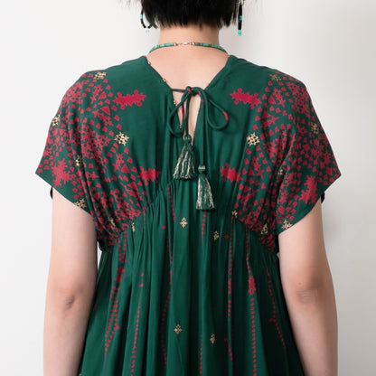 Rayon Rhombus Line Print Dress