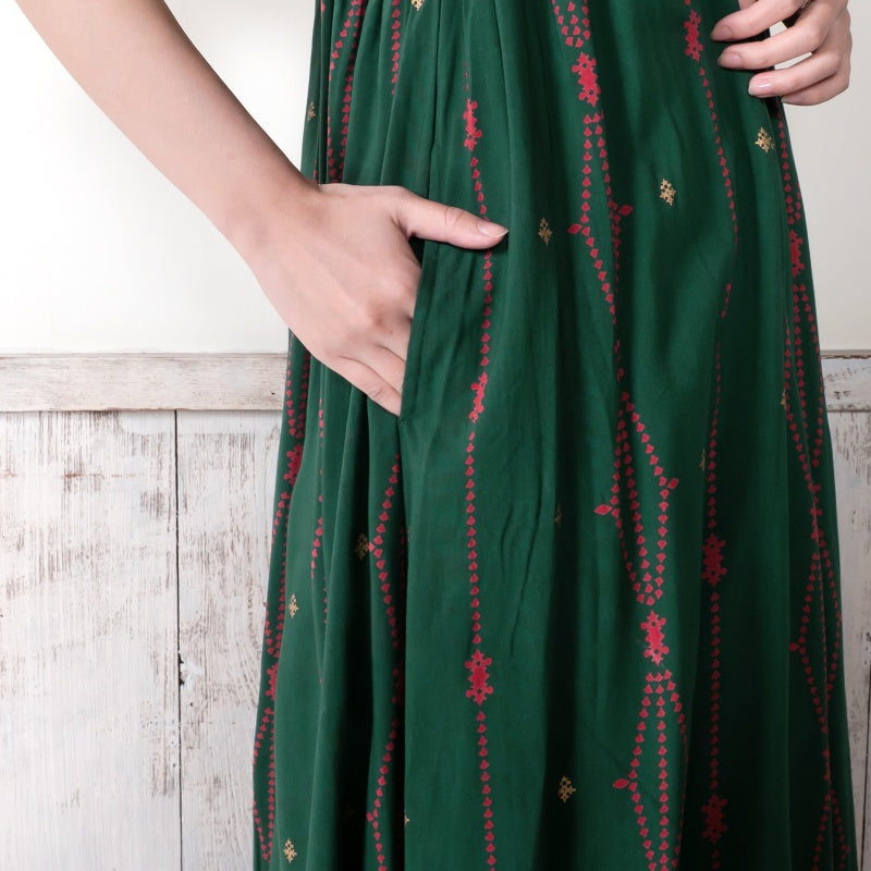 Rayon Rhombus Line Print Dress