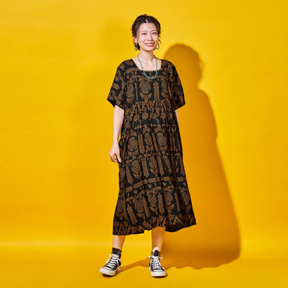 Rayon Volume Dress with Gathered Switch
