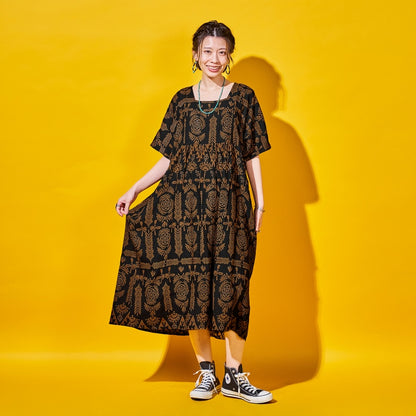 Rayon Volume Dress with Gathered Switch