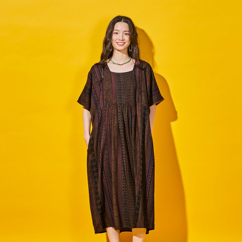 Rayon Volume Dress with Gathered Switch