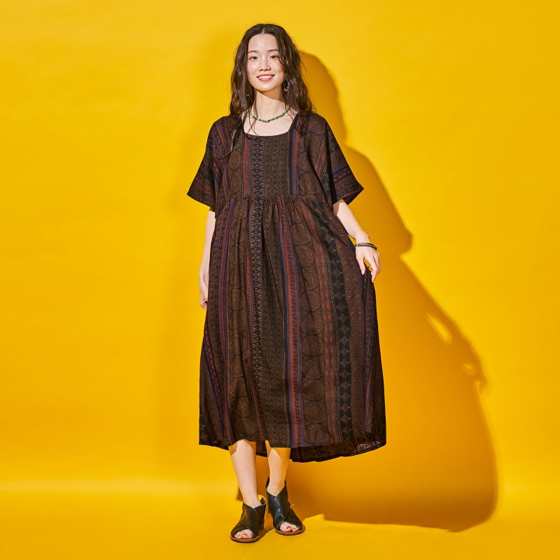 Rayon Volume Dress with Gathered Switch